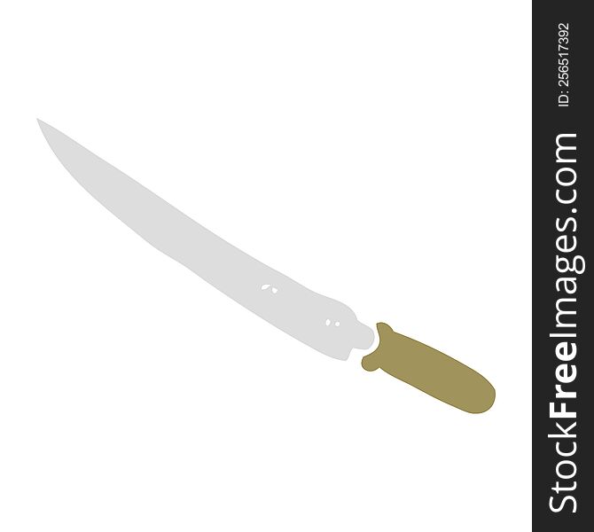 Flat Color Illustration Of A Cartoon Kitchen Knife