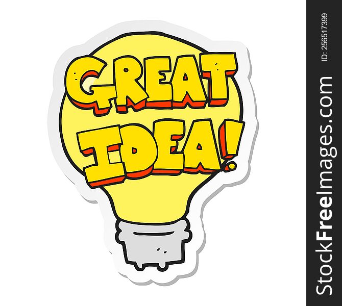 Sticker Of A Cartoon Great Idea Light Bulb Symbol