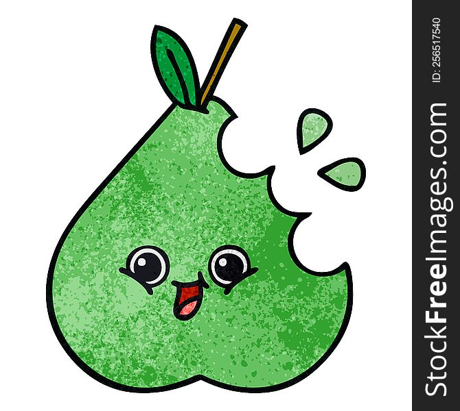 retro grunge texture cartoon green pear