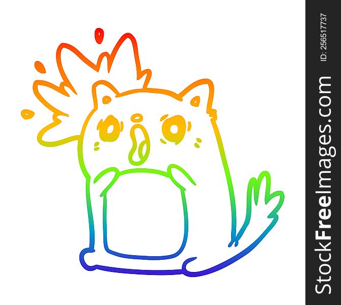 Rainbow Gradient Line Drawing Shocked Cat Amazed