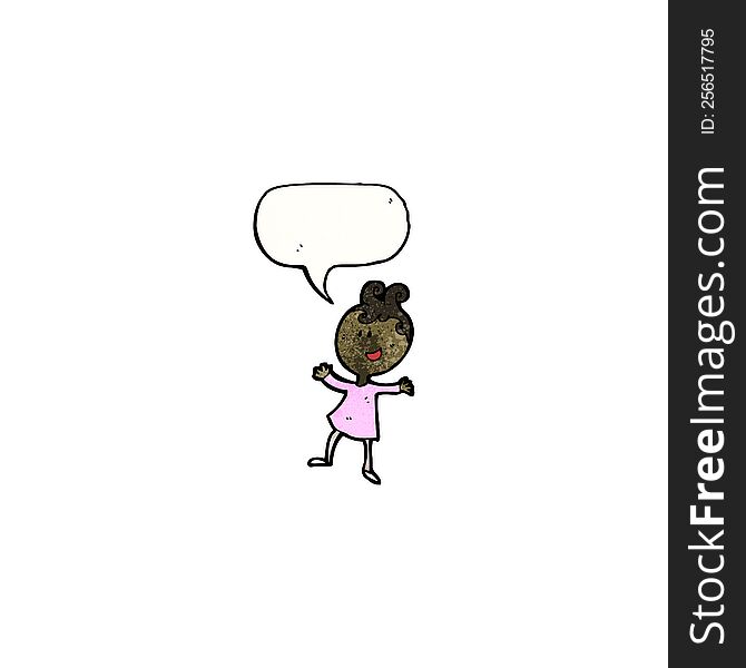 Cartoon Happy Girl With Speech Bubble