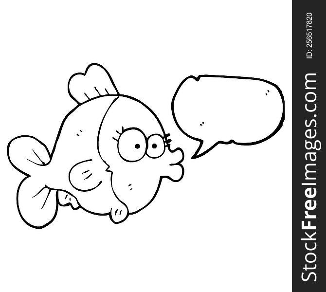 funny freehand drawn speech bubble cartoon fish. funny freehand drawn speech bubble cartoon fish