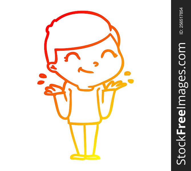 Warm Gradient Line Drawing Cartoon Boy Smiling