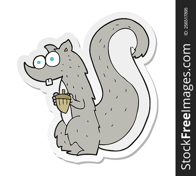 sticker of a cartoon squirrel with nut