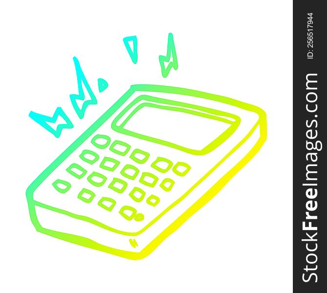 cold gradient line drawing of a cartoon calculator