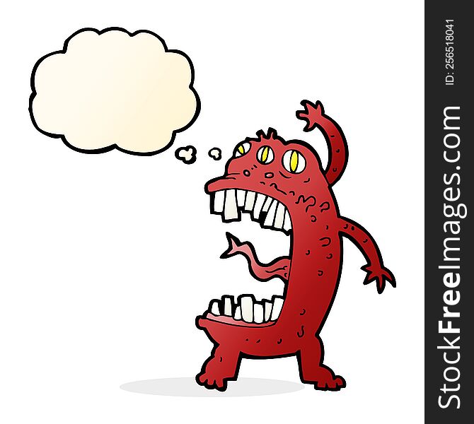 Cartoon Crazy Monster With Thought Bubble