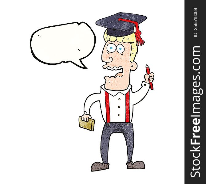 speech bubble textured cartoon stressed student