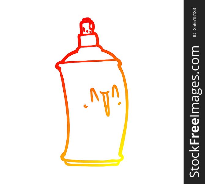 warm gradient line drawing of a cartoon happy spray can