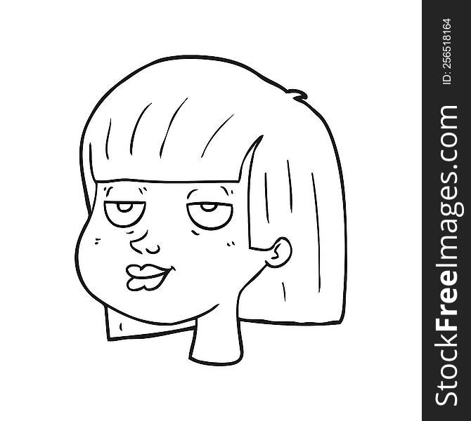 black and white cartoon female face