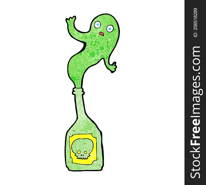 cartoon ghost in bottle