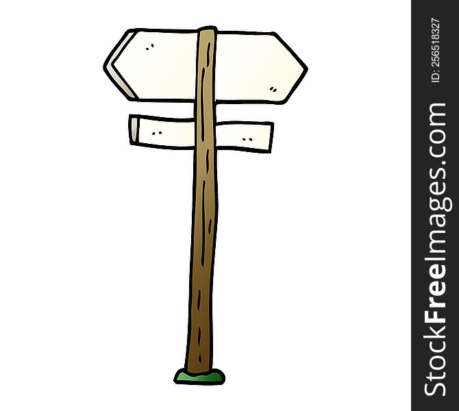 cartoon doodle painted direction sign posts