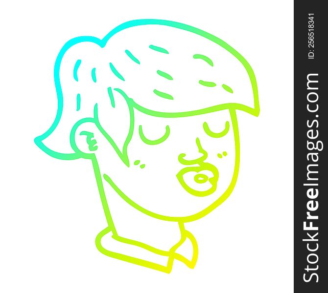 cold gradient line drawing of a cartoon of boys face