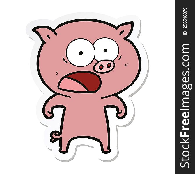 sticker of a cartoon pig shouting