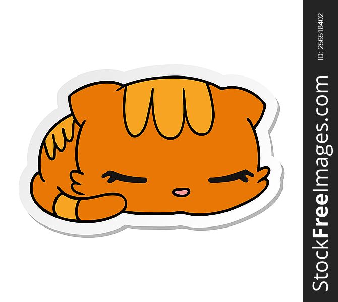Sticker Cartoon Kawaii Cute Sleeping Kitten