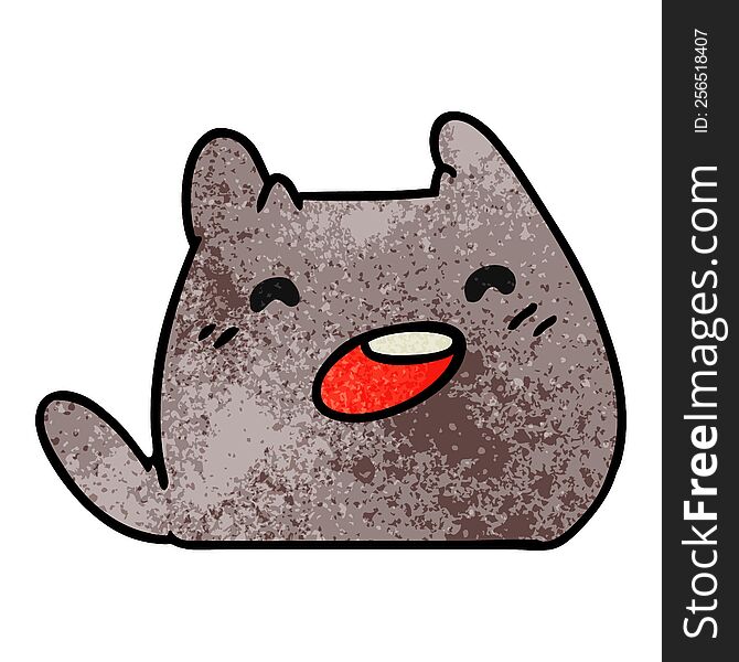 textured cartoon illustration of a kawaii cat. textured cartoon illustration of a kawaii cat