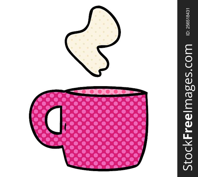 hand drawn cartoon doodle of a steaming hot drink