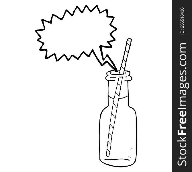 freehand drawn speech bubble cartoon fizzy drink bottle