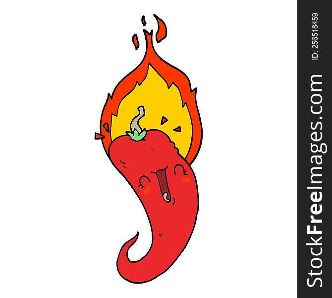 cartoon flaming hot chili pepper