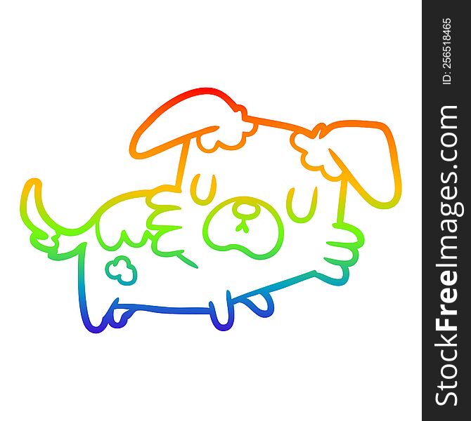 Rainbow Gradient Line Drawing Little Dog