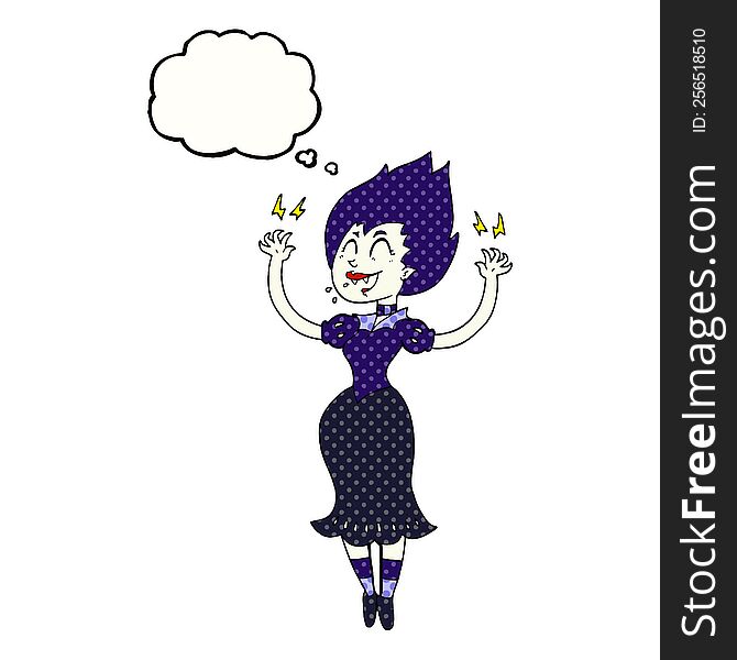 freehand drawn thought bubble cartoon vampire girl
