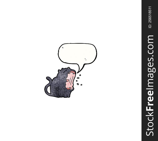 funny cartoon black cat with speech bubble