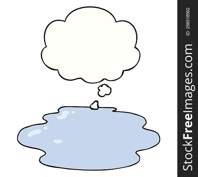 cartoon puddle of water with thought bubble. cartoon puddle of water with thought bubble