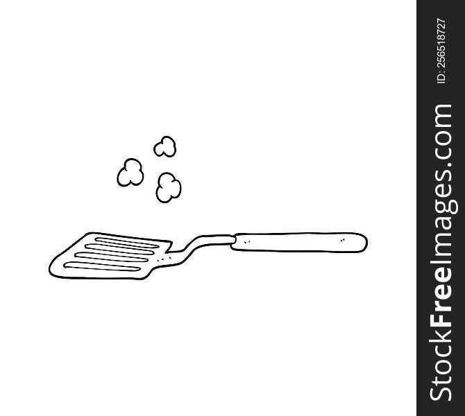 freehand drawn black and white cartoon spatula