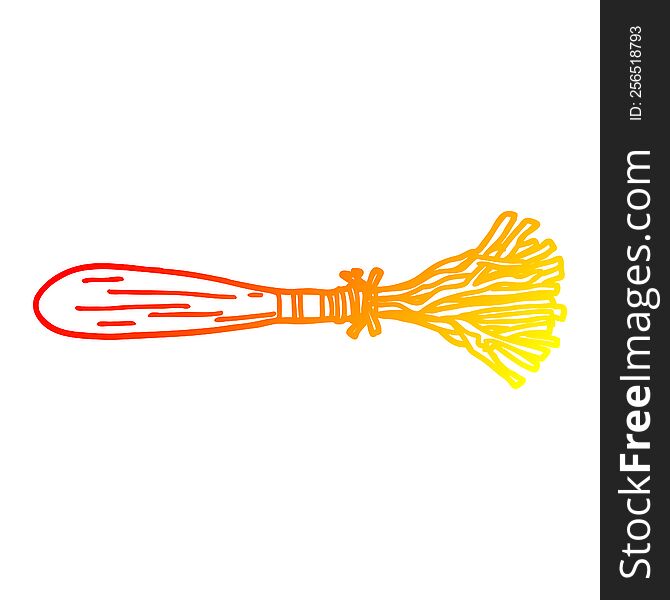 warm gradient line drawing of a cartoon magic broom sticks