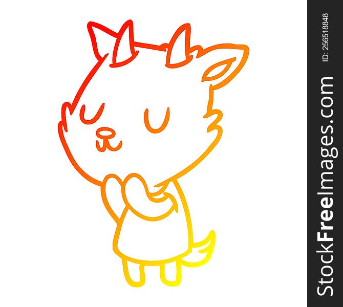 warm gradient line drawing of a cute goat