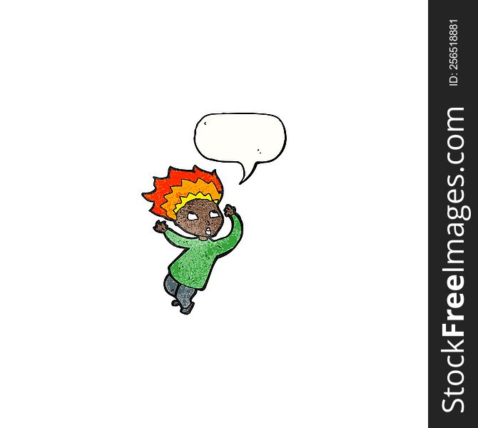 cartoon man with flaming hair