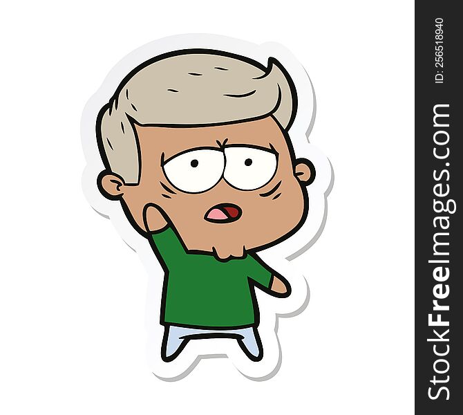 sticker of a cartoon tired man