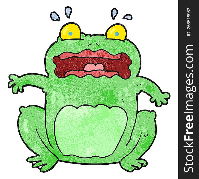 freehand textured cartoon funny frightened frog