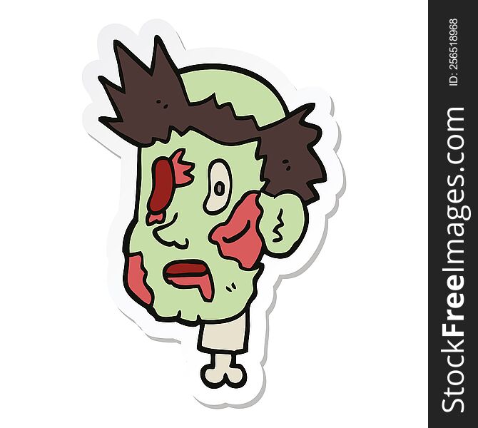 Sticker Of A Cartoon Zombie Head