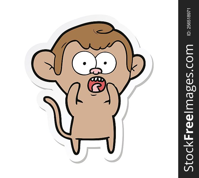 sticker of a cartoon shocked monkey