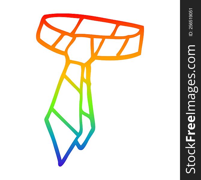 rainbow gradient line drawing of a cartoon striped tie