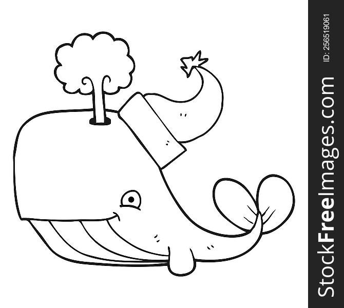 Black And White Cartoon Whale Wearing Christmas Hat