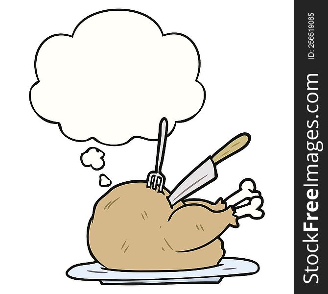 Cartoon Turkey And Thought Bubble