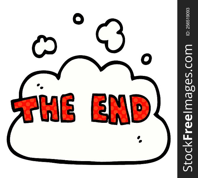 cartoon doodle wording the end