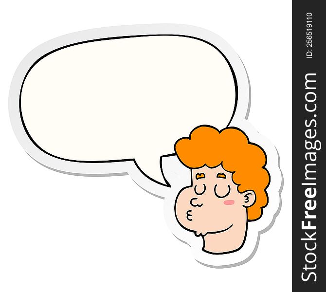 Cartoon Male Face And Speech Bubble Sticker