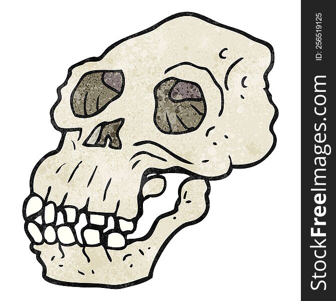 freehand textured cartoon ancient skull