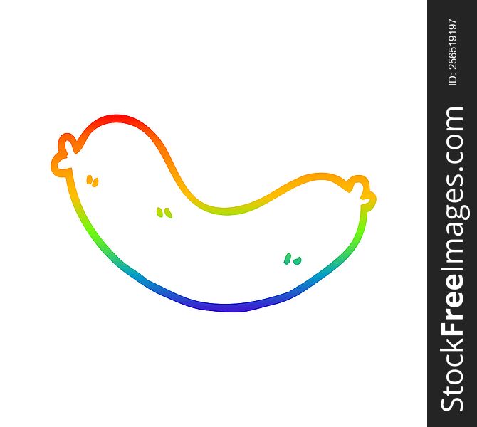 rainbow gradient line drawing of a cartoon uncooked sausage