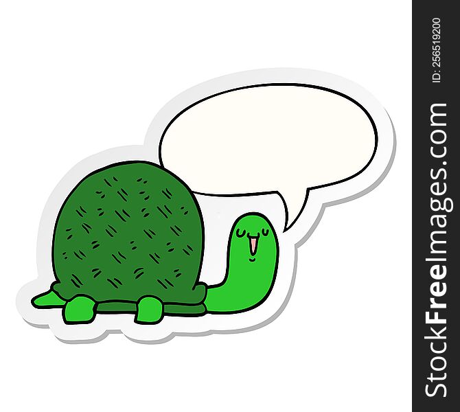 cute cartoon turtle and speech bubble sticker