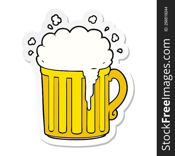 Sticker Of A Cartoon Mug Of Beer