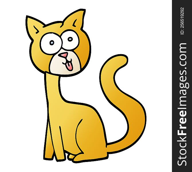 Funny Vector Gradient Illustration Cartoon Cat