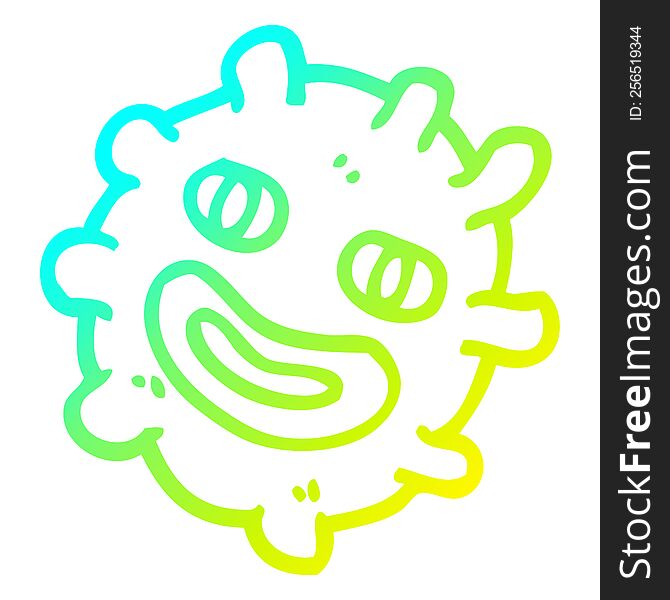 cold gradient line drawing of a cartoon funny germ
