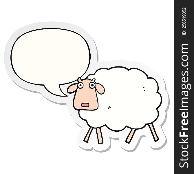 Cartoon Sheep And Speech Bubble Sticker