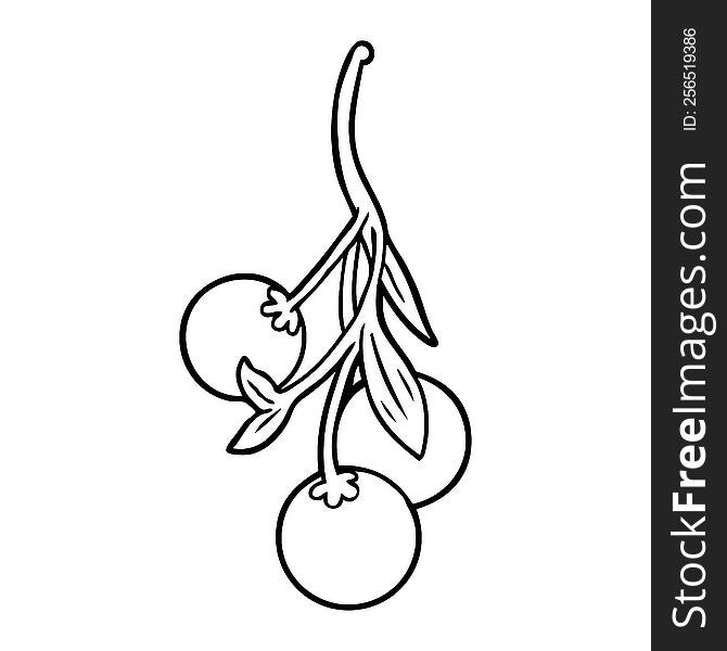 line drawing of a mistletoe. line drawing of a mistletoe