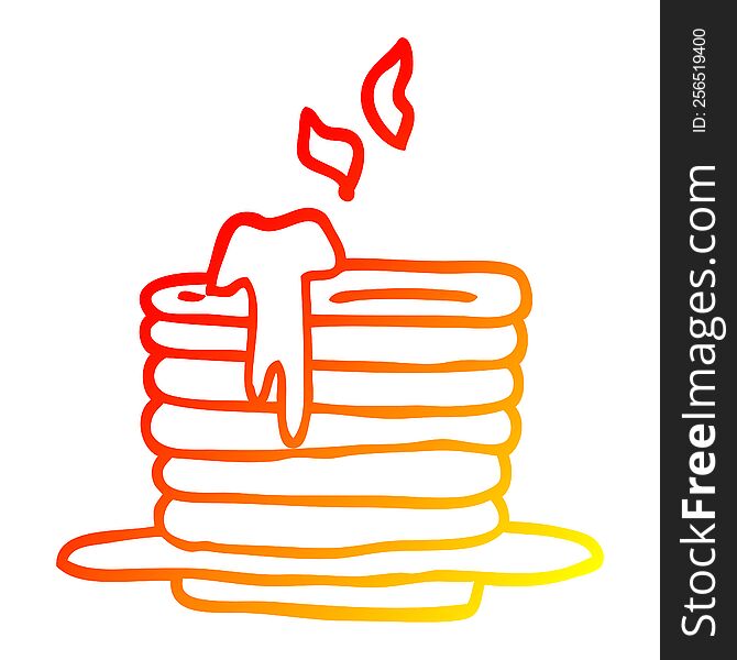 warm gradient line drawing cartoon stack of pancakes