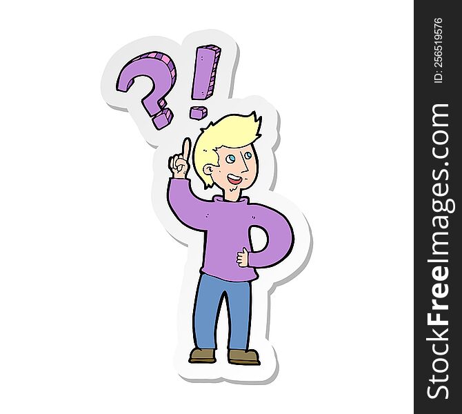 Sticker Of A Cartoon Man Asking Question