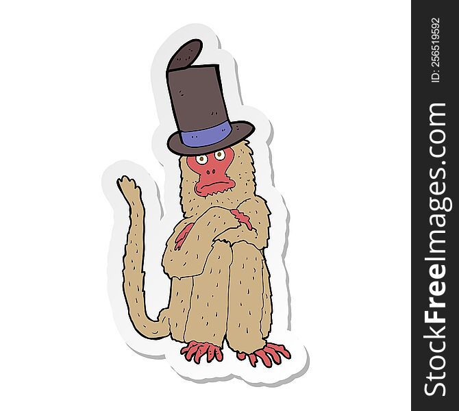 sticker of a cartoon monkey wearing hat